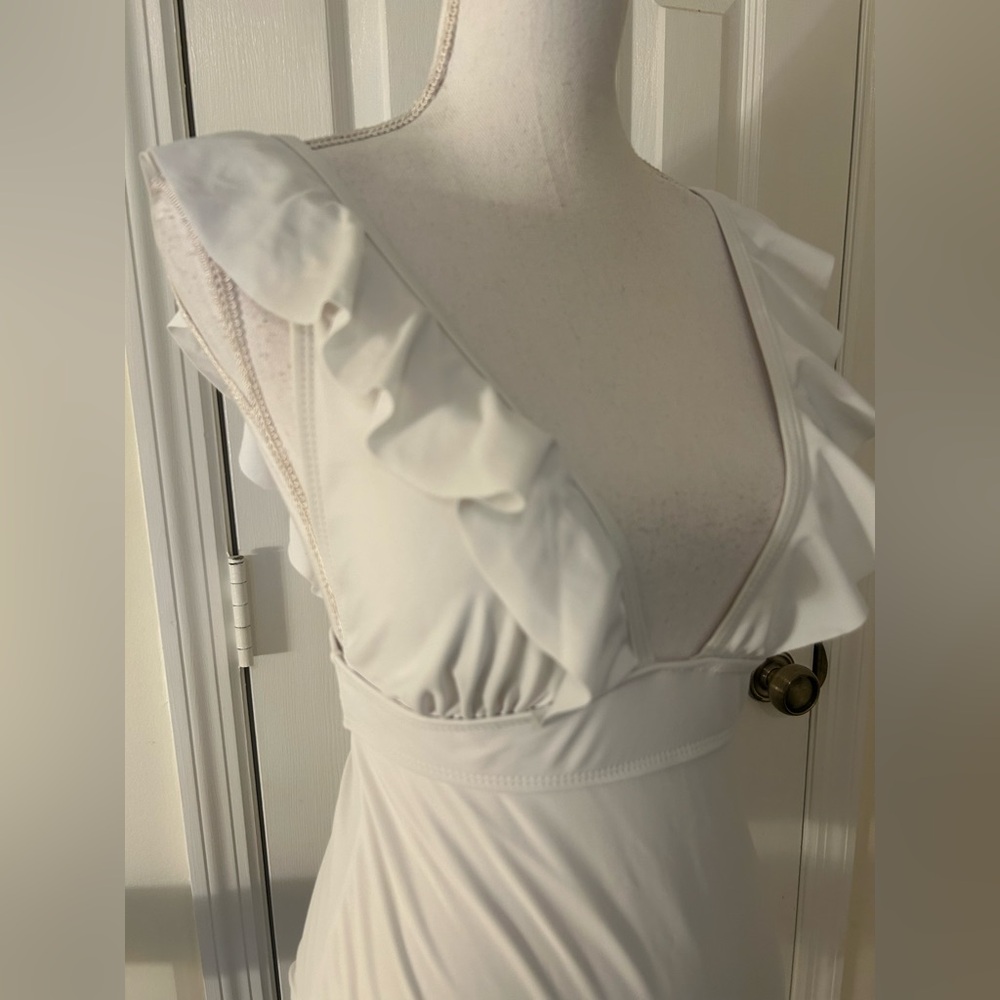 DONATED: Deep V Ruffle One-Piece Swimsuit NWOT! - Picture 9 of 9